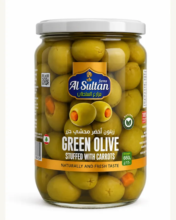 Green olives stuffed with carrots